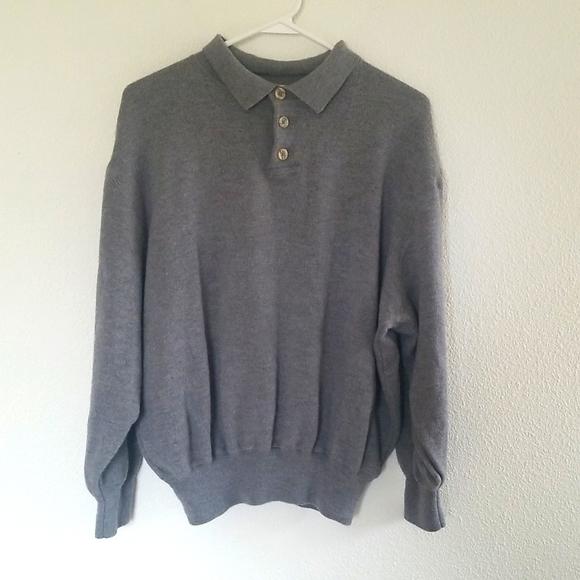 I Levrieri Italian 100% merino wool gray polo sweater XXL - Picture 1 of 9